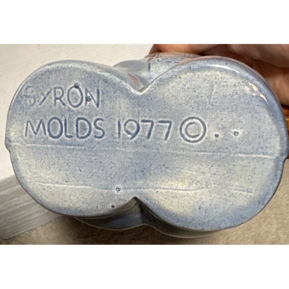 Vtg  Jeans Shaped Mug Planter Belt Handle 1977 By RON Molds Blue & Brown - Picture 5 of 9